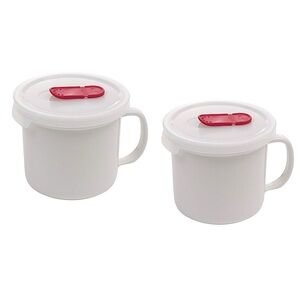 GoodCook Stoneware White Vented Soup Mug 20 oz Microwave Whit Lid Work College